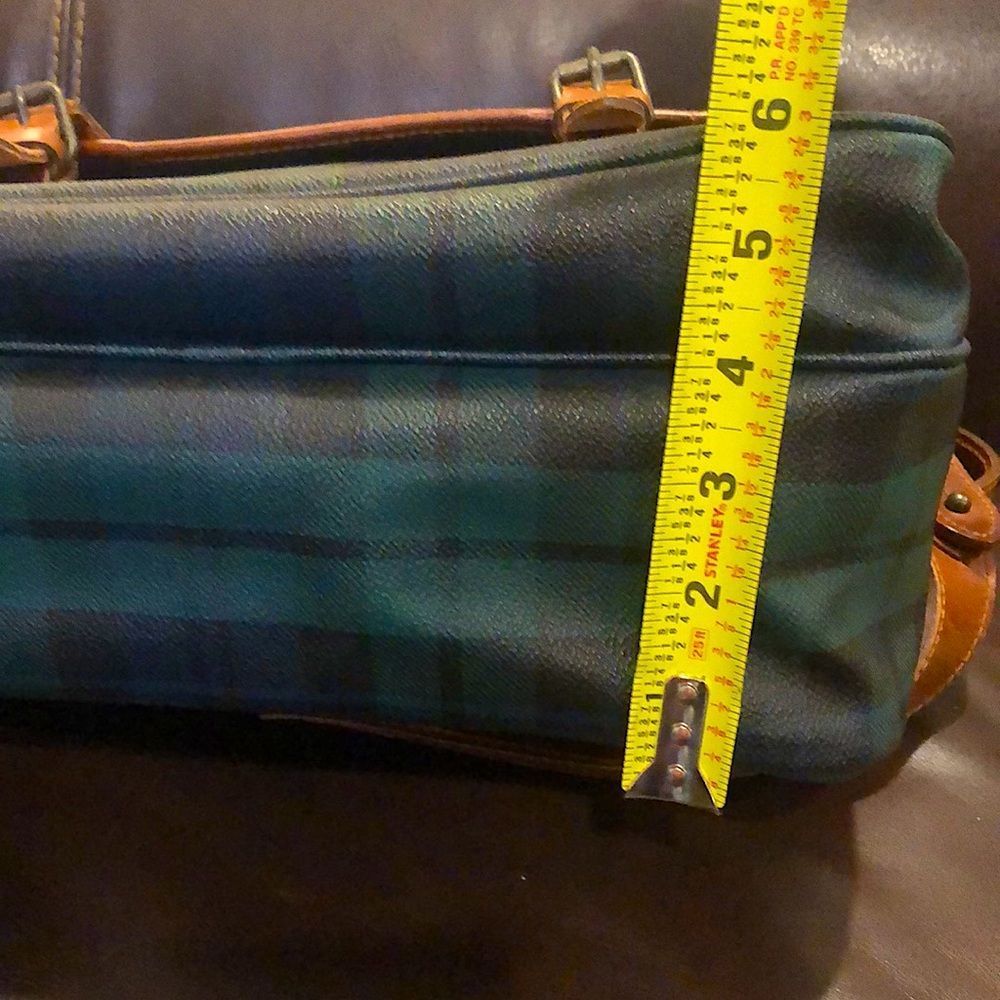RALPH LAUREN Black Watch Plaid Crossbody Weekend Messenger Laptop Shoulder Bag - Picture 15 of 16